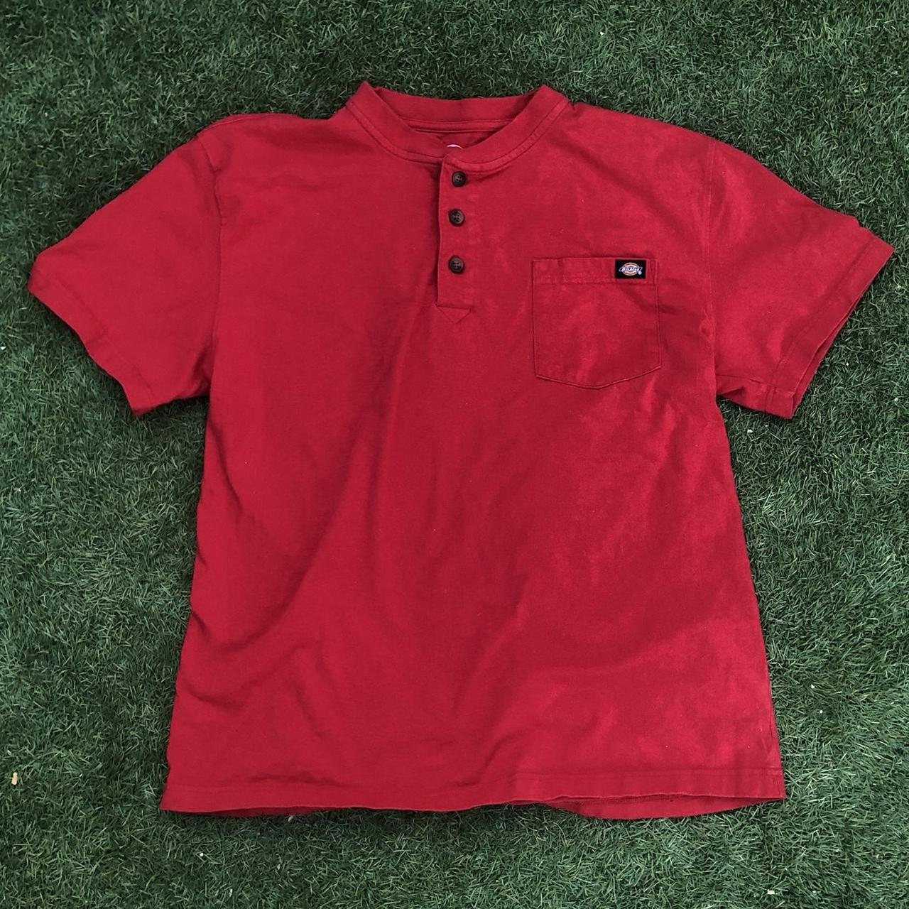 dickies polo shirt red size large - Depop