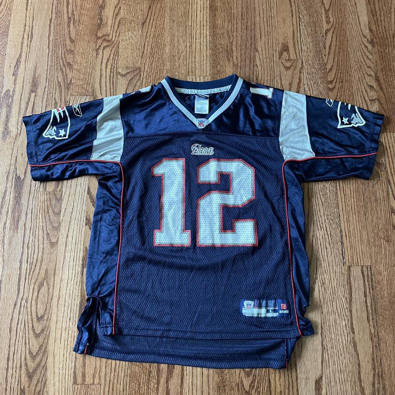 NFL New England Patriots Tom Brady 12 Reebok Blue Jersey Youth L 14 16