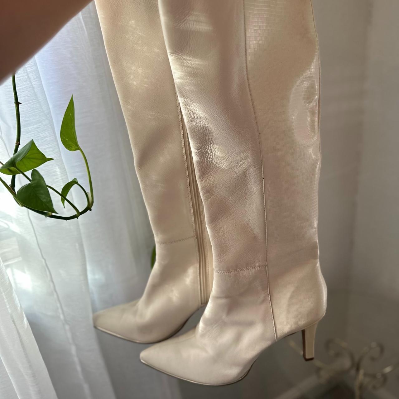 WHITE LEATHER BANDOLINO BOOTS ☆ US 11 M (fits like... - Depop