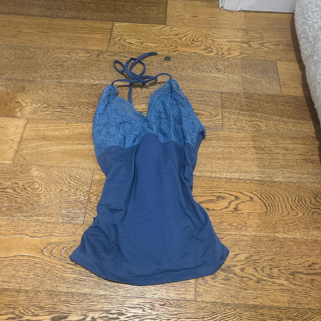 Blue Lace Halter Top Depop