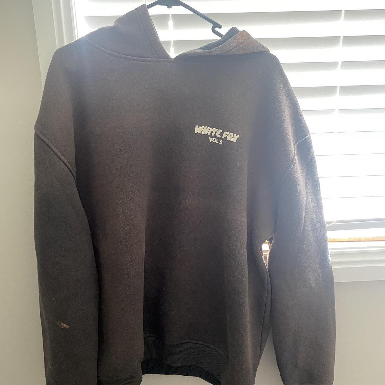 faded white fox hoodie bleach stains as shown in... - Depop