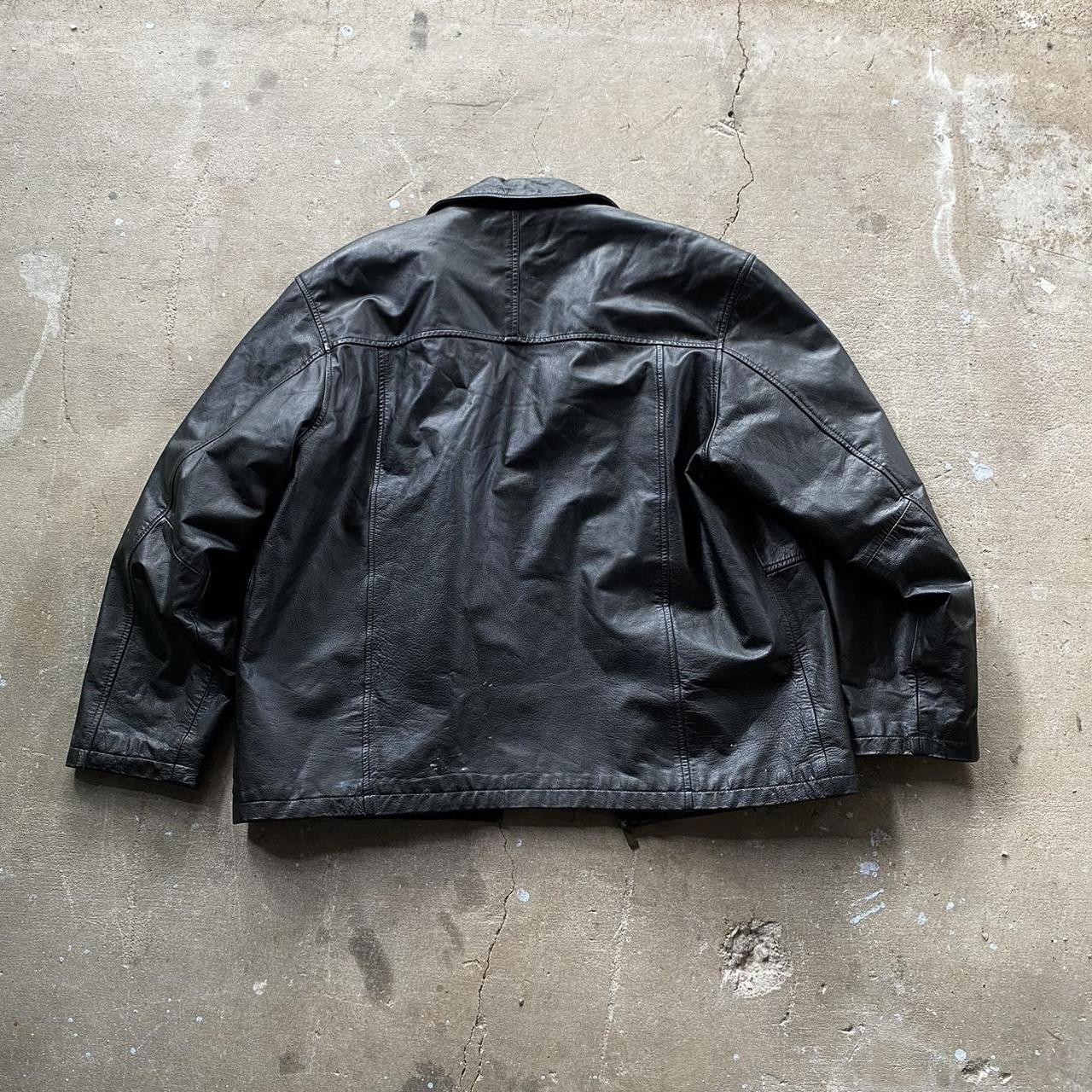 Classic Black Leather Jacket Mens Size Large but... - Depop