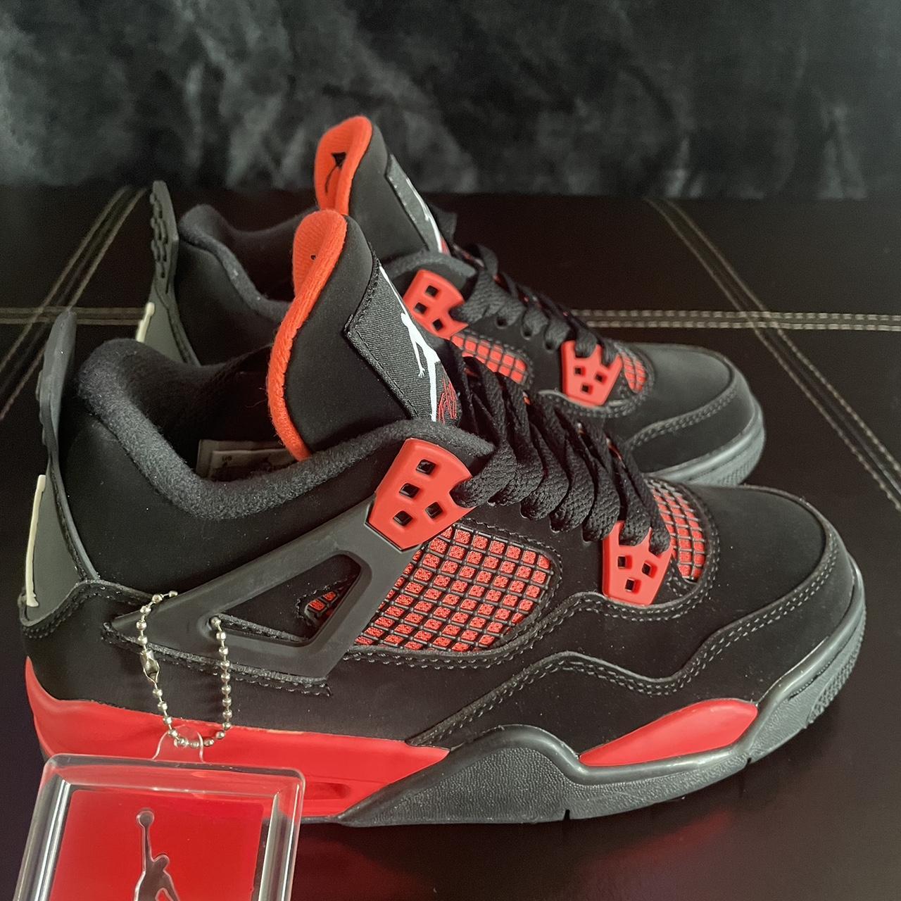 Custom Jordan 4 Size 12 Decreased, Some Heel Drag, - Depop