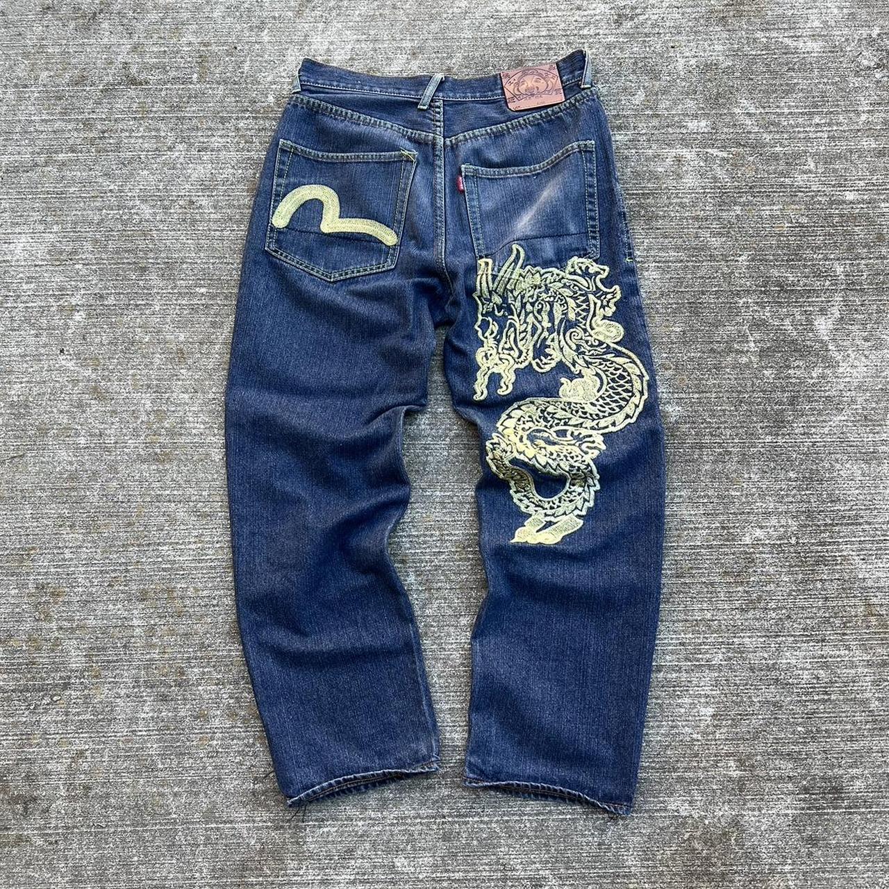 Vintage Evisu Golden Dragon Embroidered Jeans great... - Depop