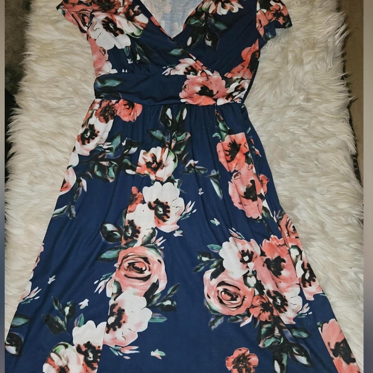 Women's Summer dresses - Navy/Multi - M – Navy fl… - image 2