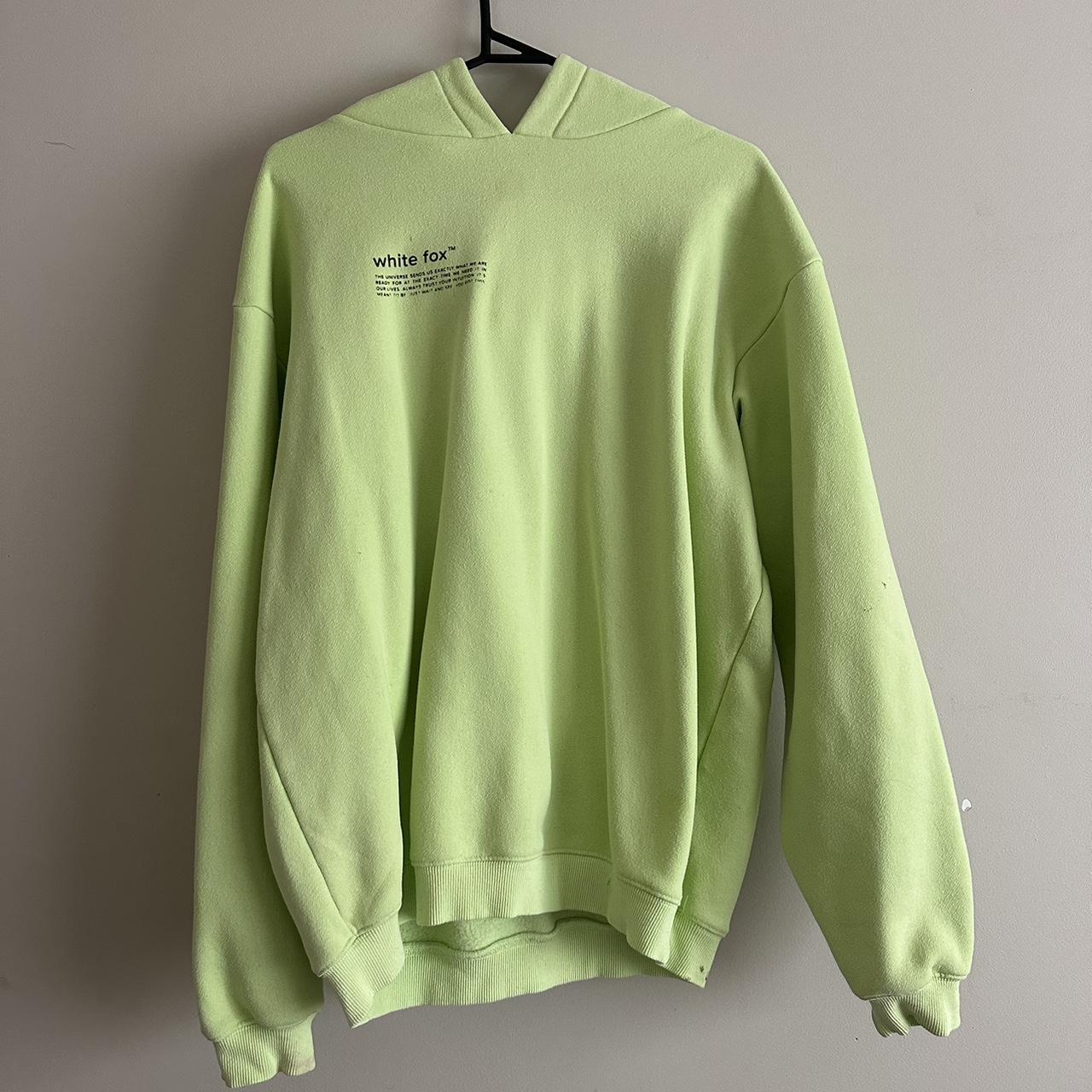 FOXEY - 美品¥66,960♡FOXEY"Hoodie  Linen Jacket"(Ｆ) White fox lime green hoodie Few marks on the chest | Depop