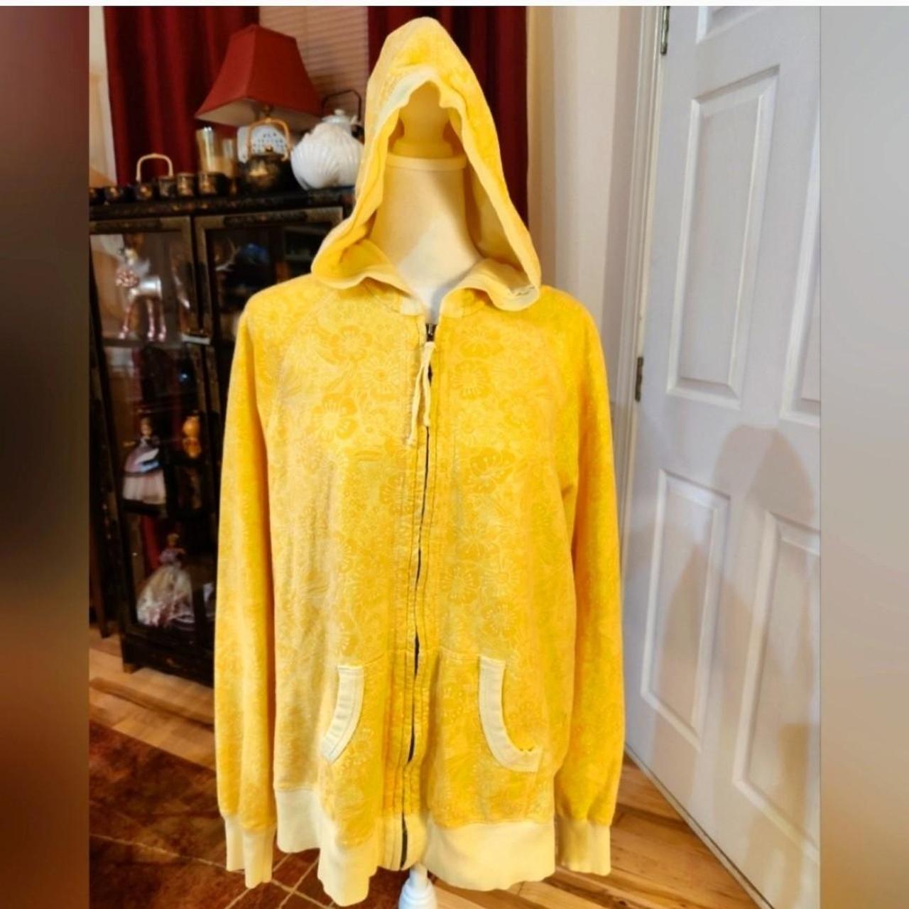 Y2K Merona Yellow Floral Juniors Zip Up Hoodie. EUC Depop