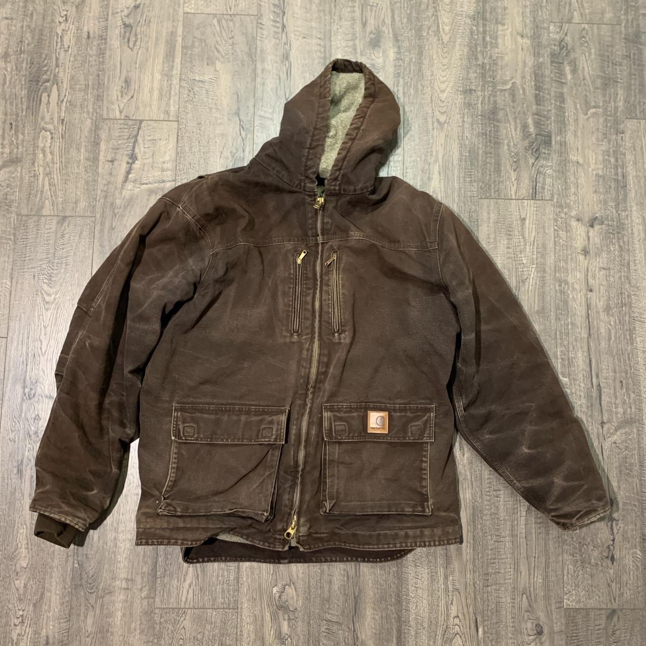 Vintage Brown Carhartt Work Jacket Nice Fade and in... - Depop