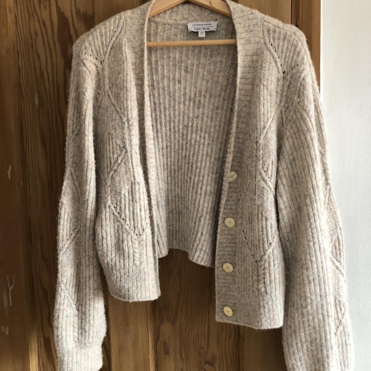 Oatmeal textured knit cardigan size xs. Some pilling... - Depop