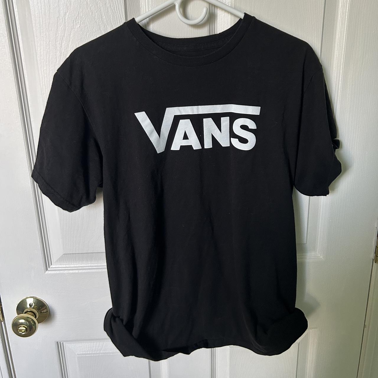 Vans Men's Black and White T-shirt | Depop