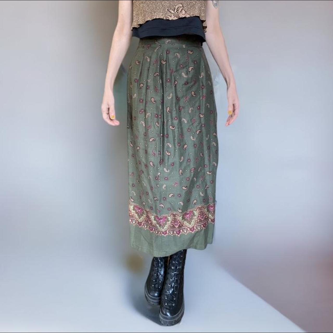 Paisley Forest Fairy Maxi Skirt long multicolored... - Depop