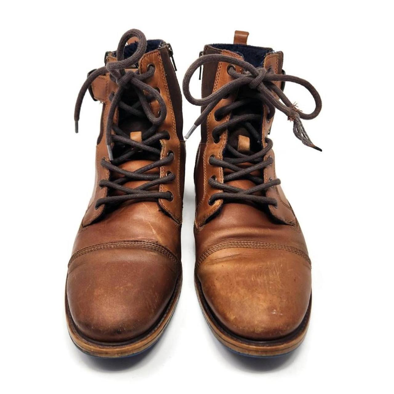 Aldo Mens Ankle Boots Brown Leather Lace Up Pull