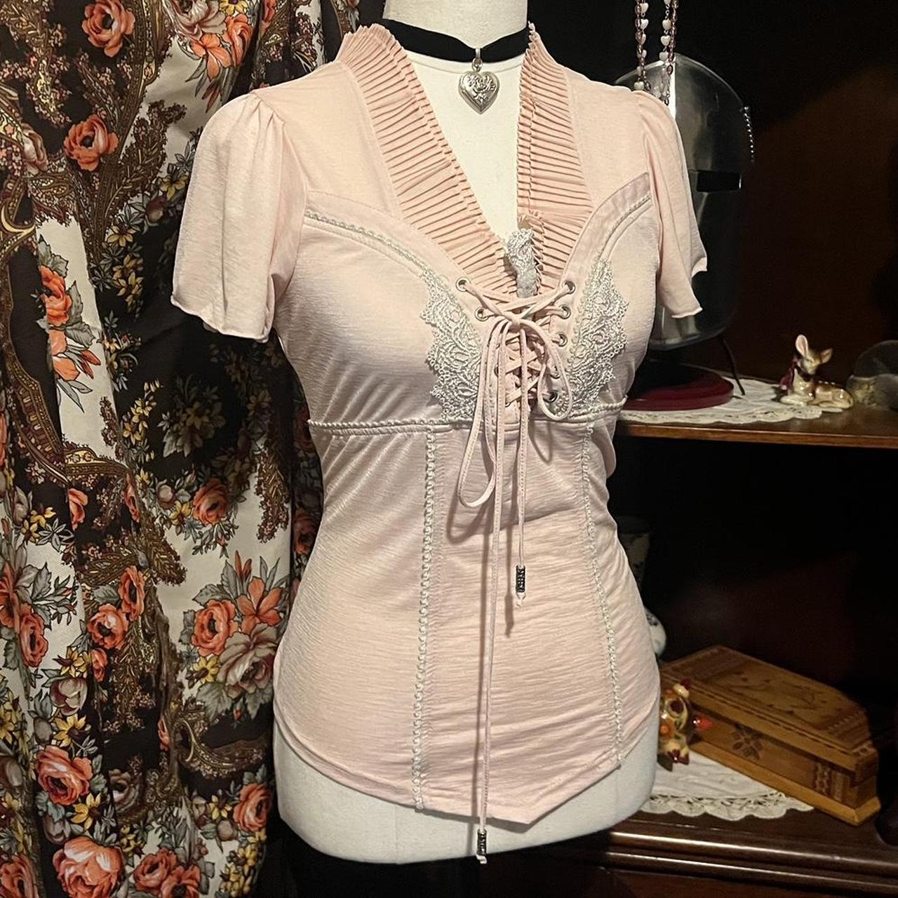 Off Brand Japanese newest Pink Milkmaid Top