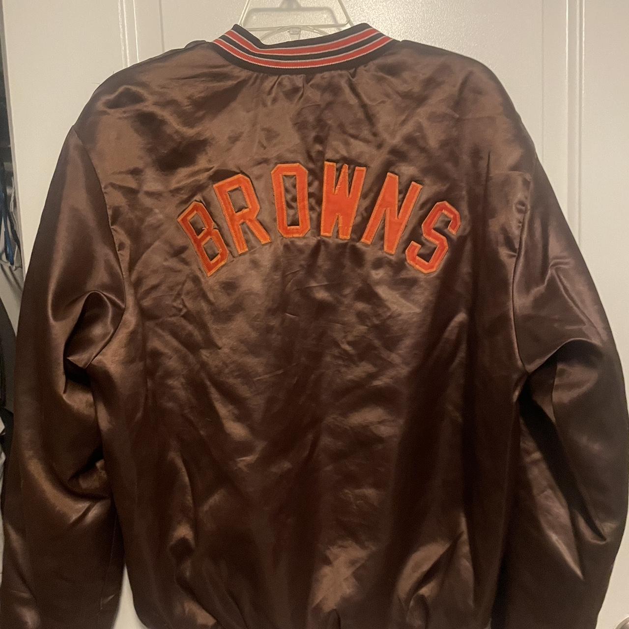 Vintage 80s Cleveland Browns NFL satin varsity - Depop