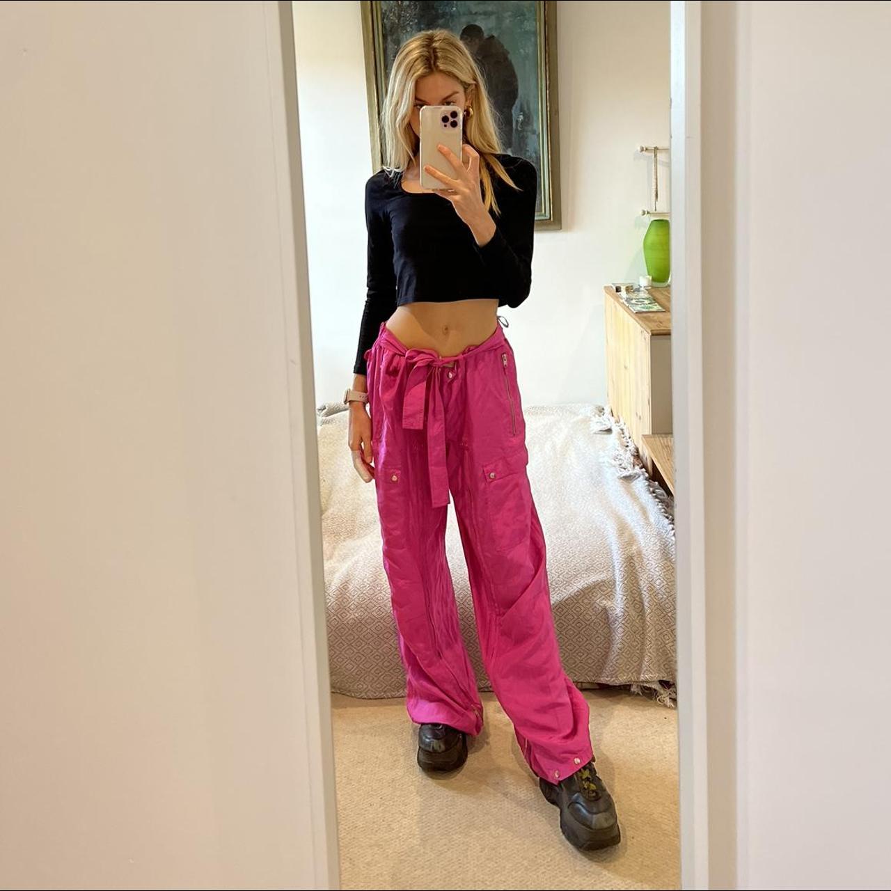 THE COOLEST Warehouse Pink Cargo trousers Details-... - Depop