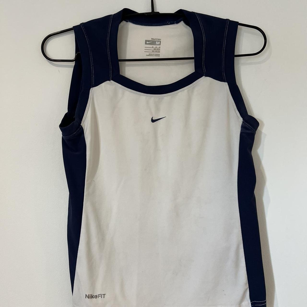 Nike Women's White and Navy Vest | Depop