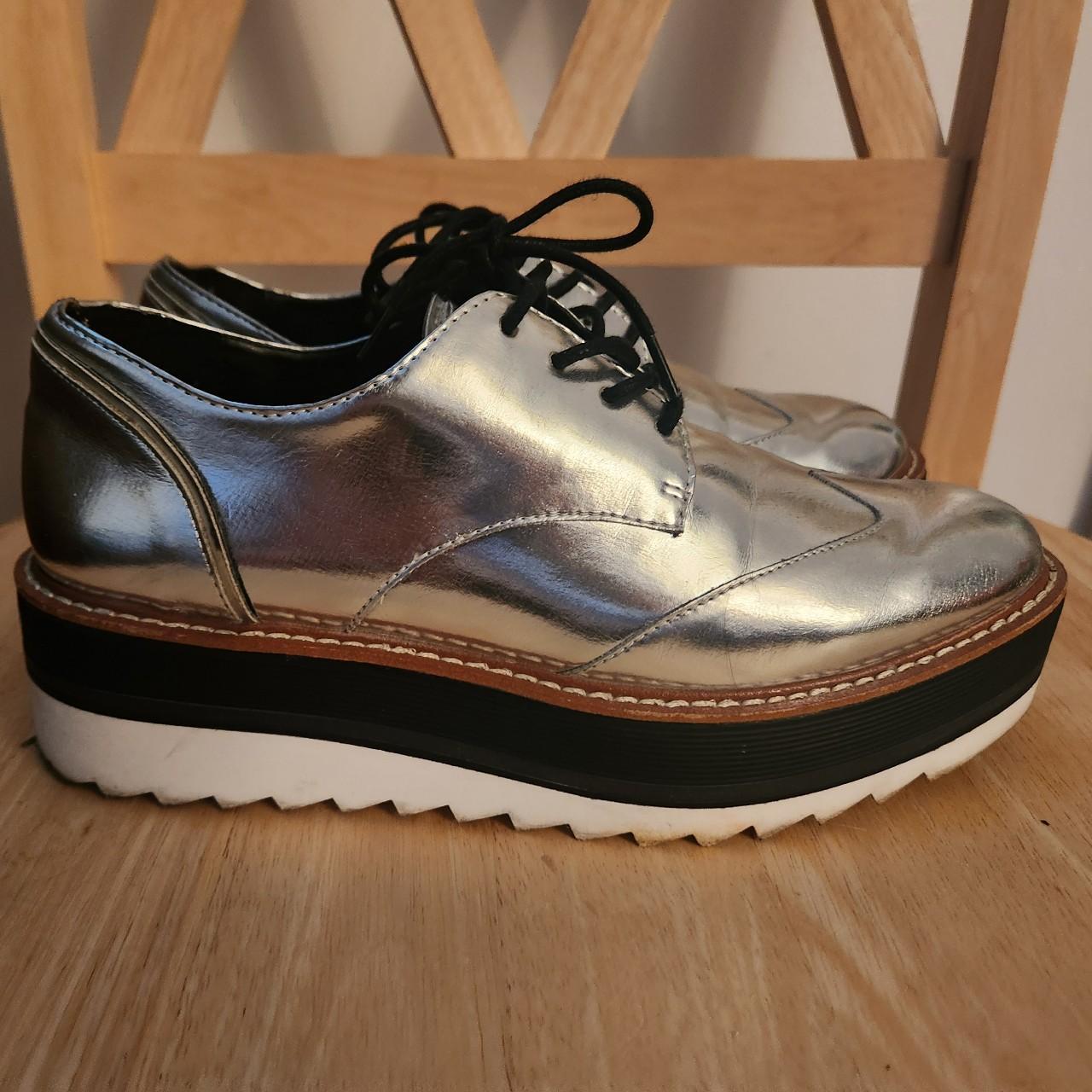 Silver oxfords zara on sale