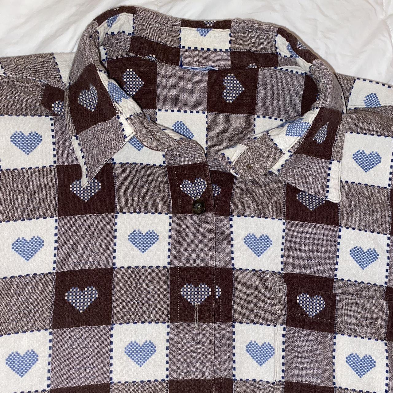 Brown And White Button Up Over Shirt. No Rage But... - Depop