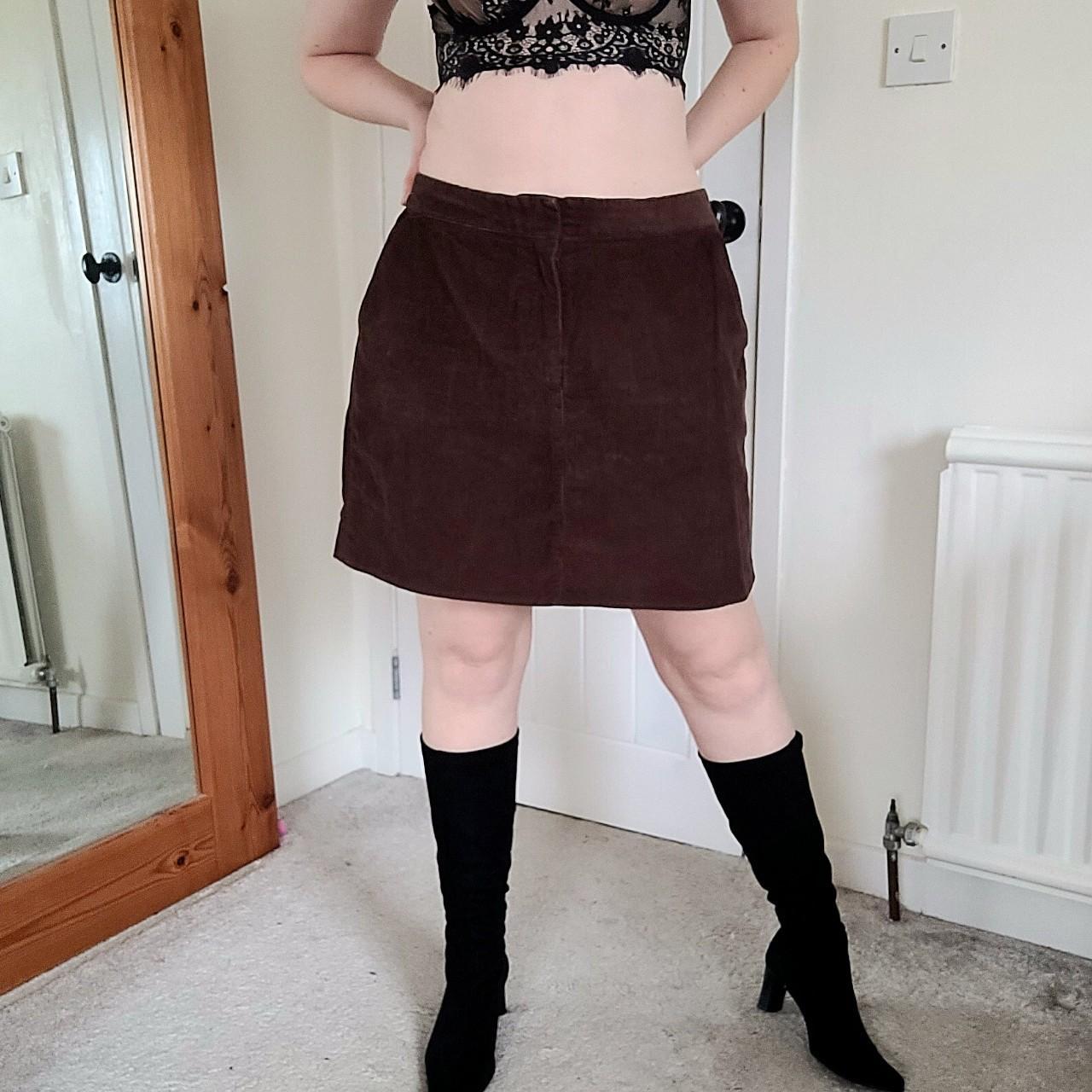 Dark brown corduroy outlet mini skirt