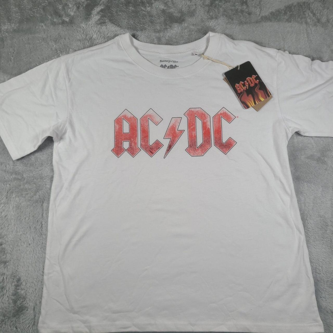 AC/DC Distressed Logo Rock Band Short Sleeve Crew... - Depop