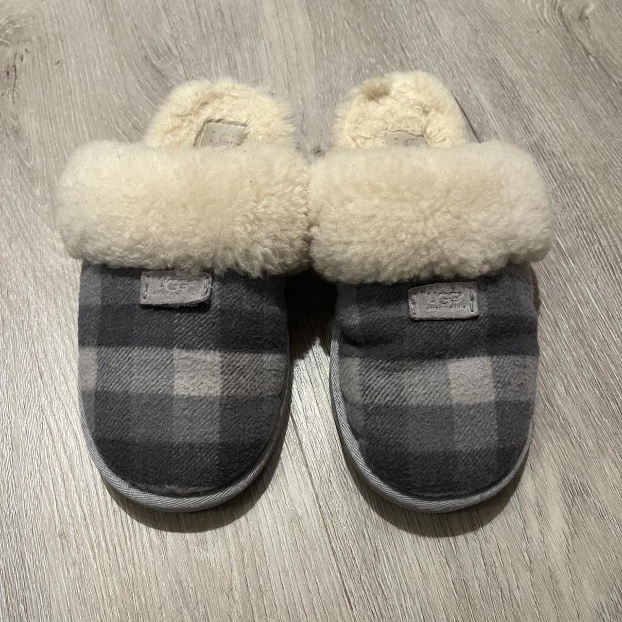 grey checkered ugg slippers in the style mules some Depop