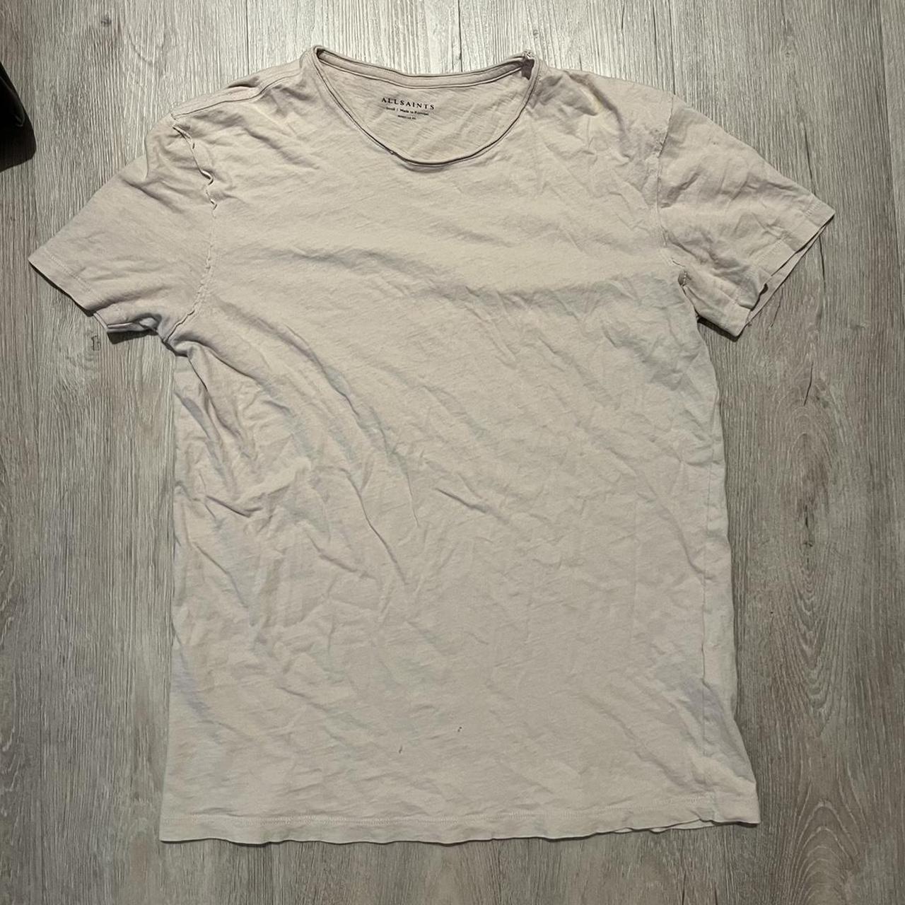 AllSaints Men's Cream T-shirt | Depop