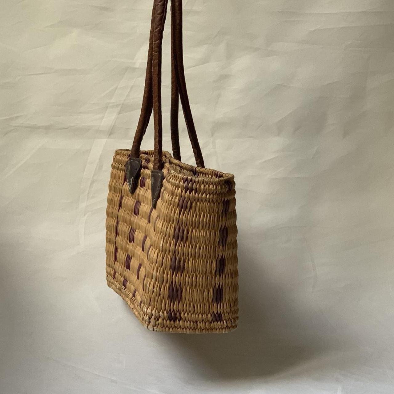 Vintage 90s 00s woven cane shoulder bag. Minimalist... Depop