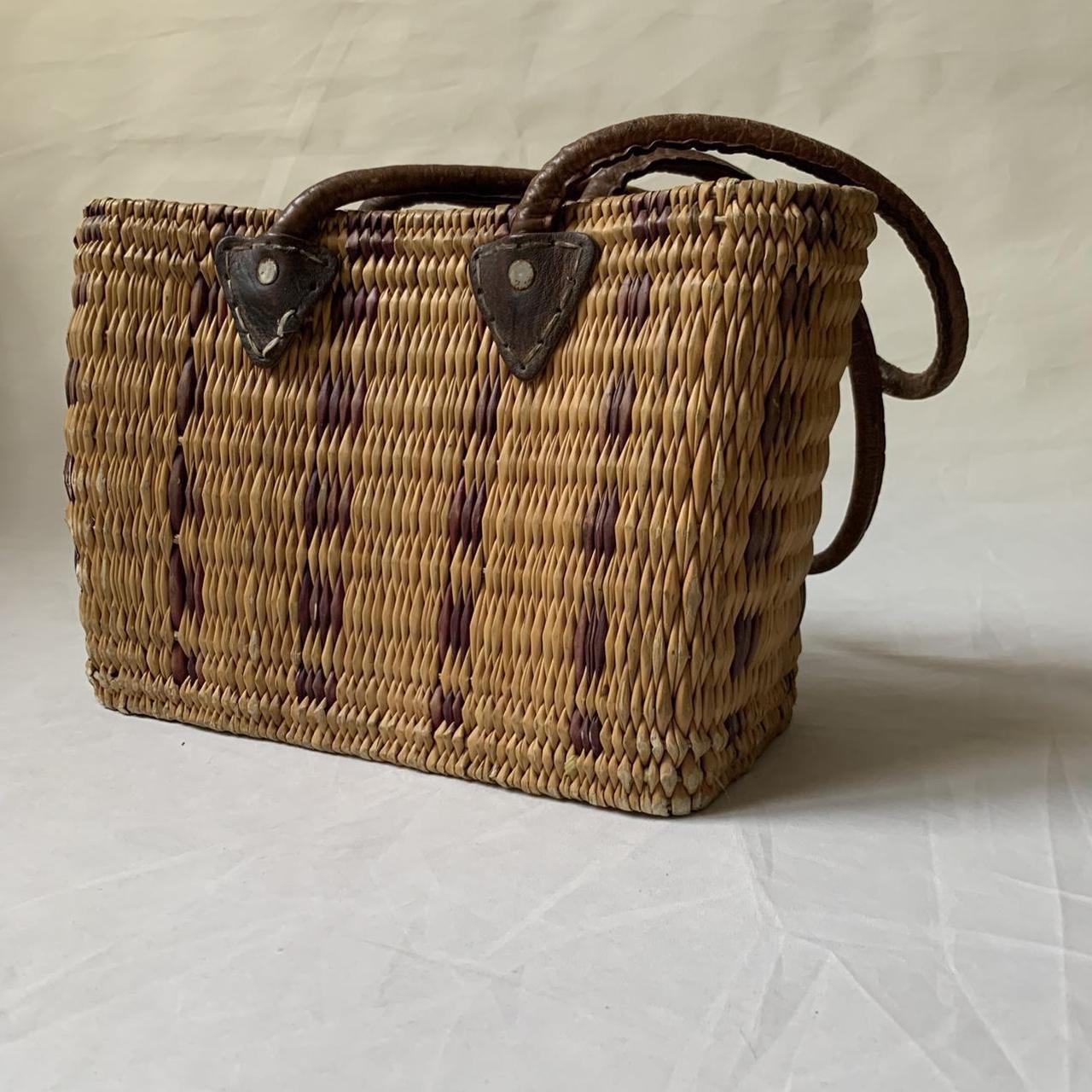 Vintage 90s 00s woven cane shoulder bag. Minimalist... Depop