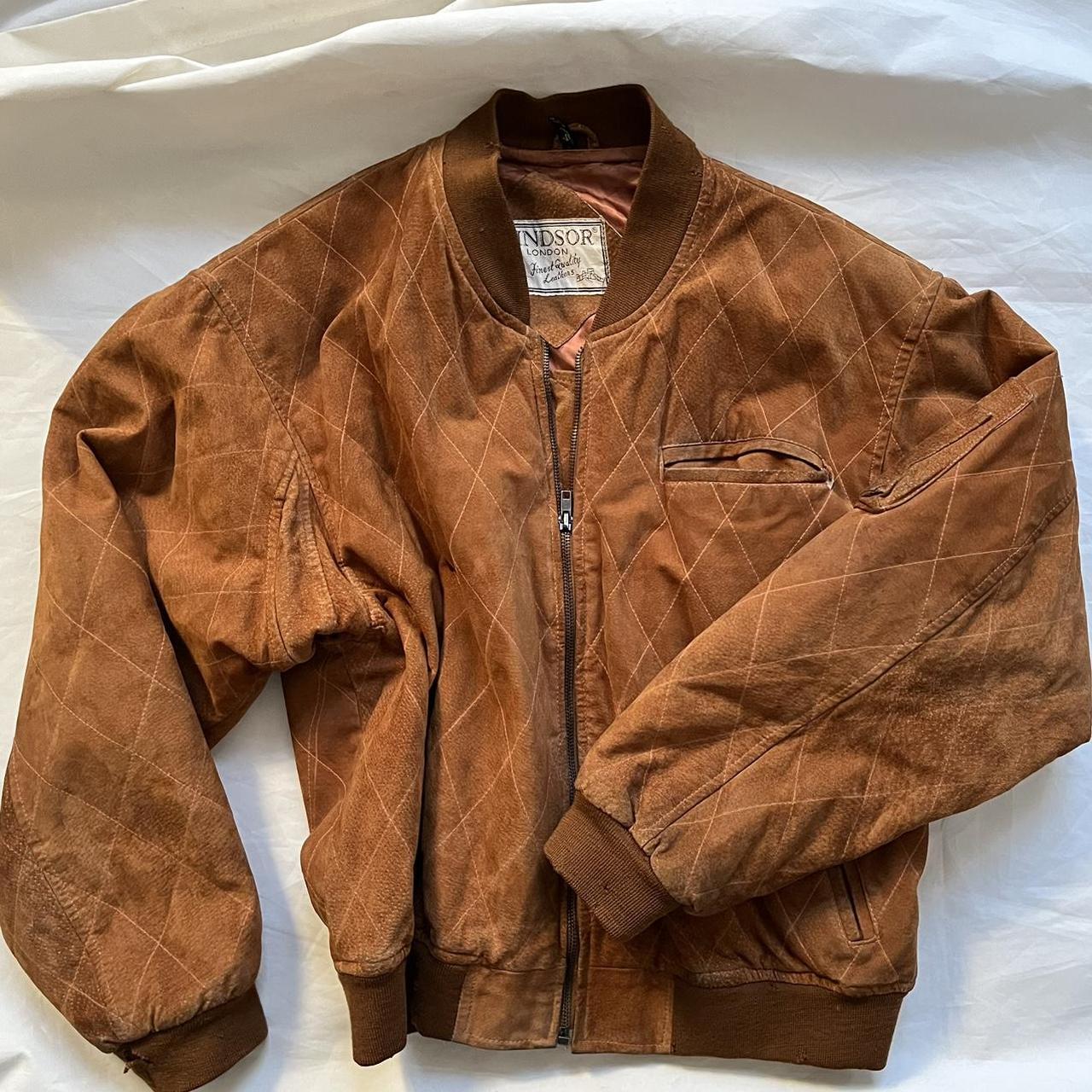 Vintage late 80s early 90s distressed tan leather... - Depop