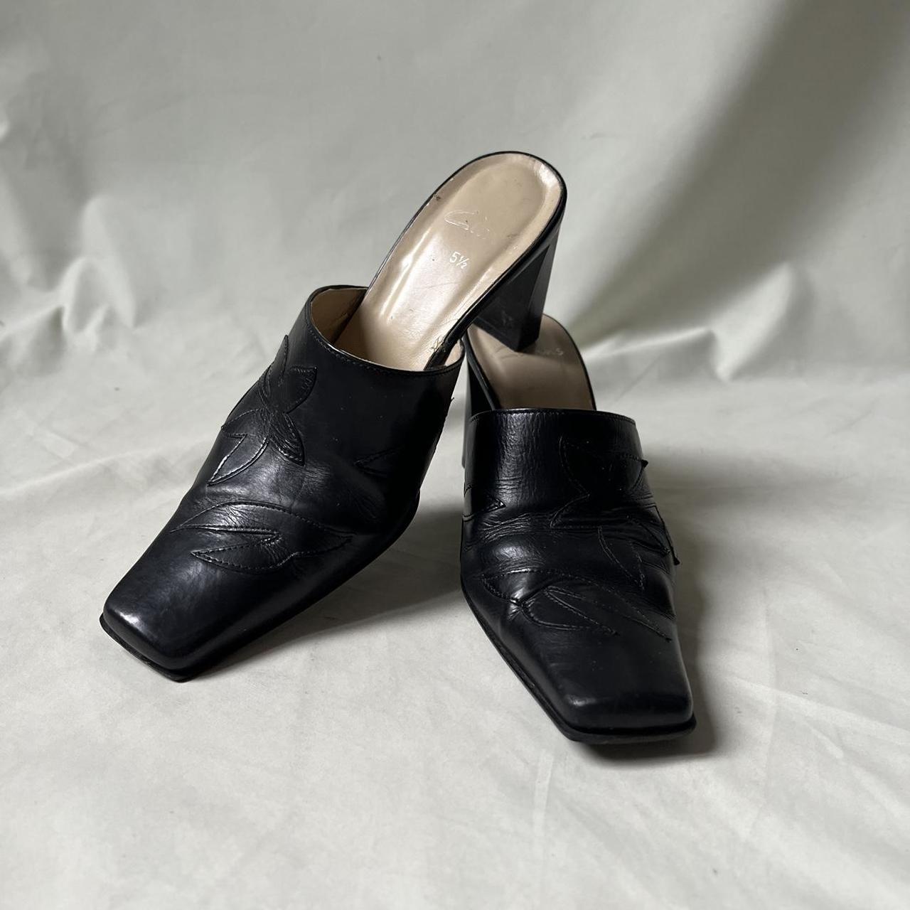 Vintage 90s 00s leather mules. Slip on boot like | Depop