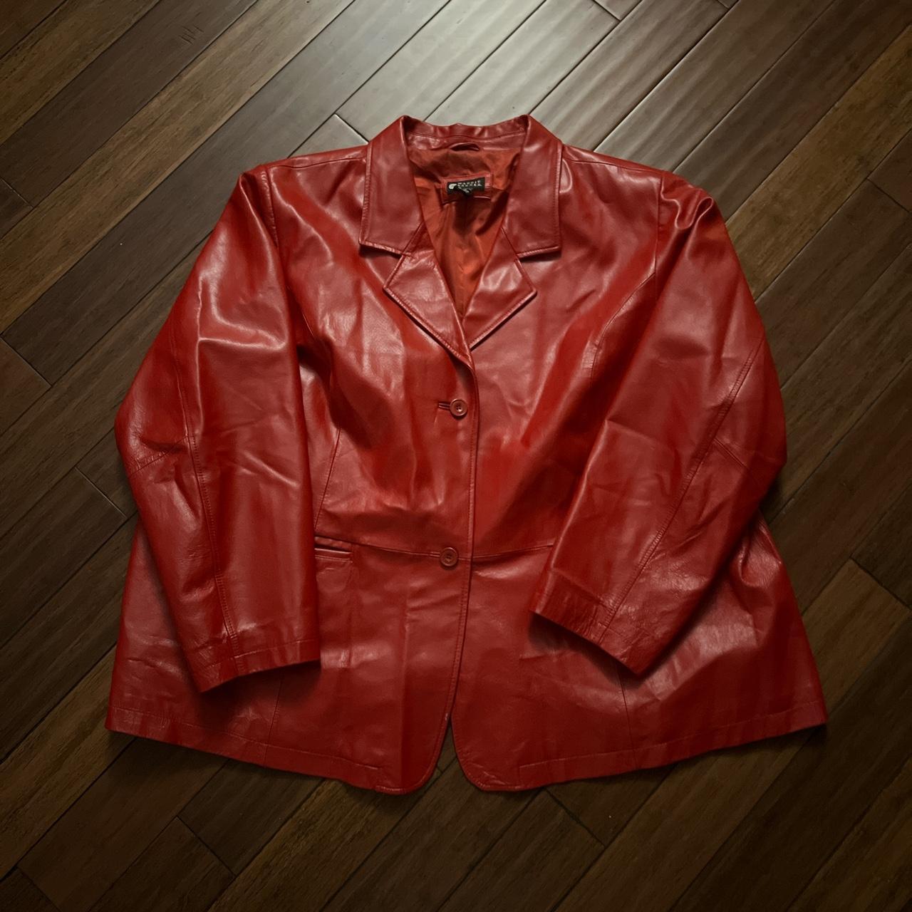 liz jordan red leather jacket