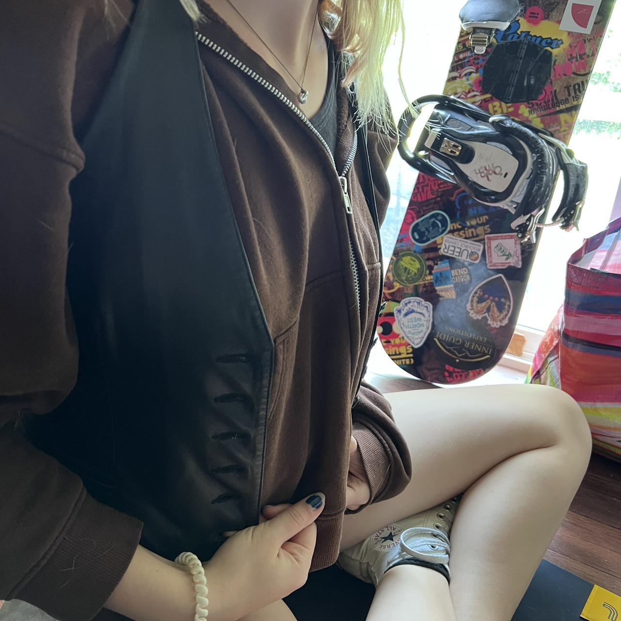 Black leather halter vest moda international 1999 sexy Depop