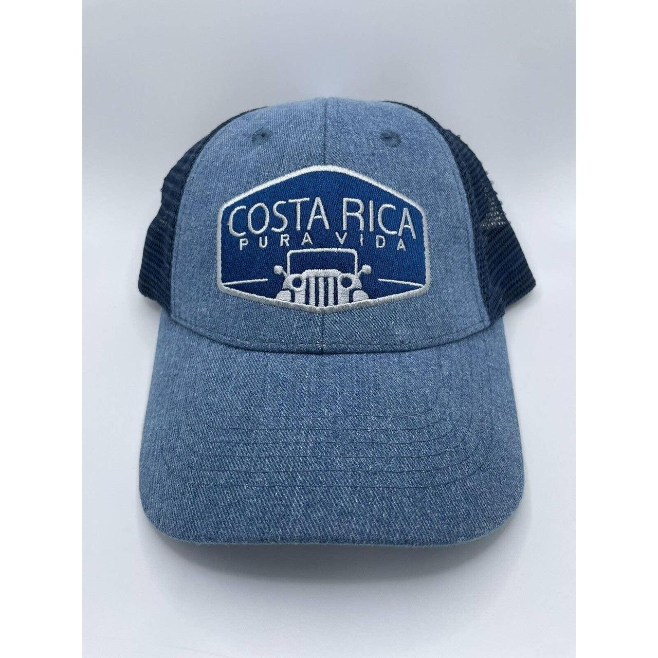 Costa Rica Cap Optimis Mesh Snapback Hat Blue PURA - Depop