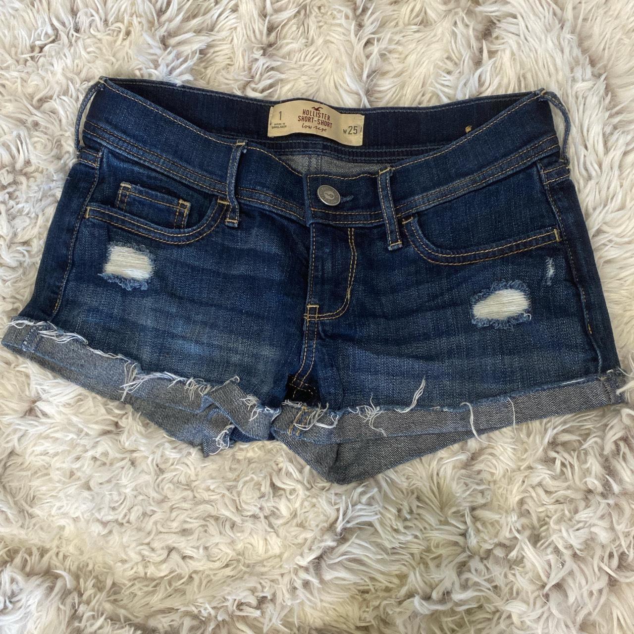 low rise denim shorts super cute but too tight on... - Depop