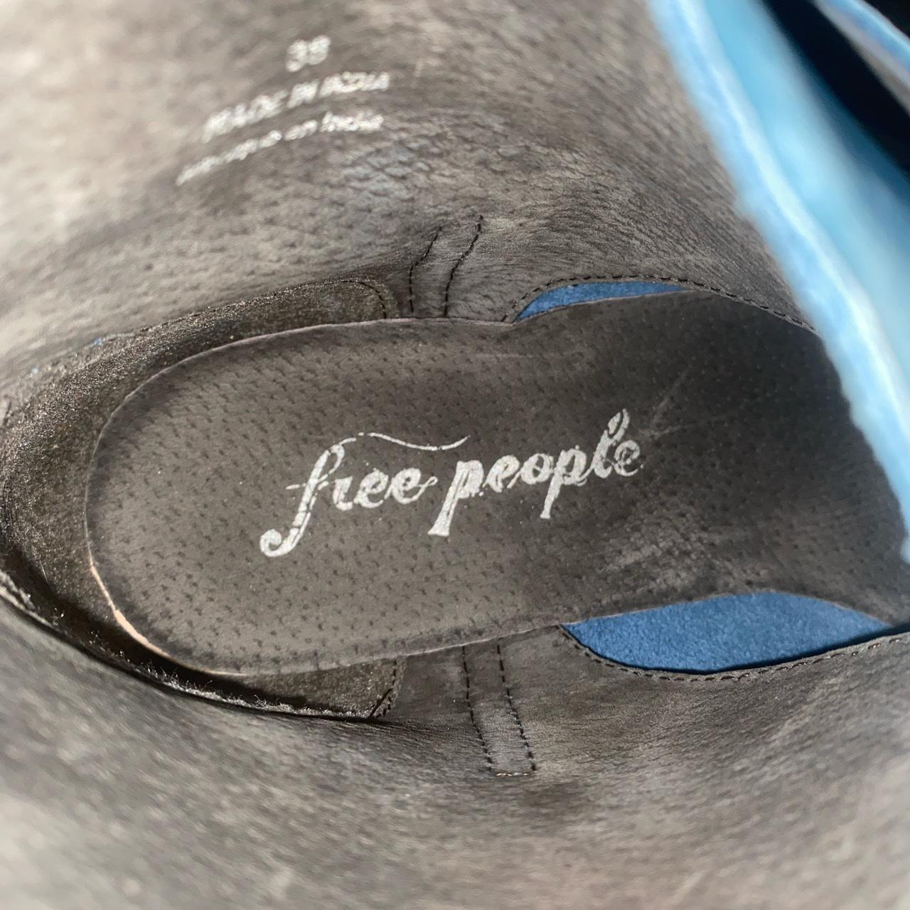 blue pure leather boots only worn once for a… - Depop