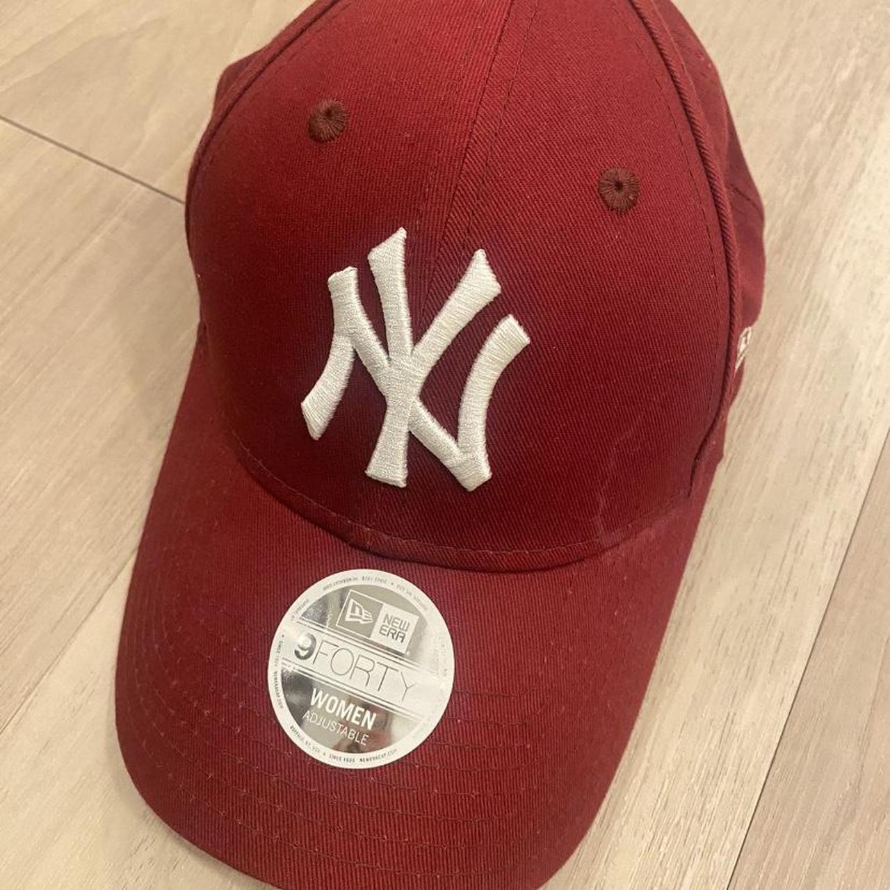 New era baseball cap- burgundy New York Yankee - Depop