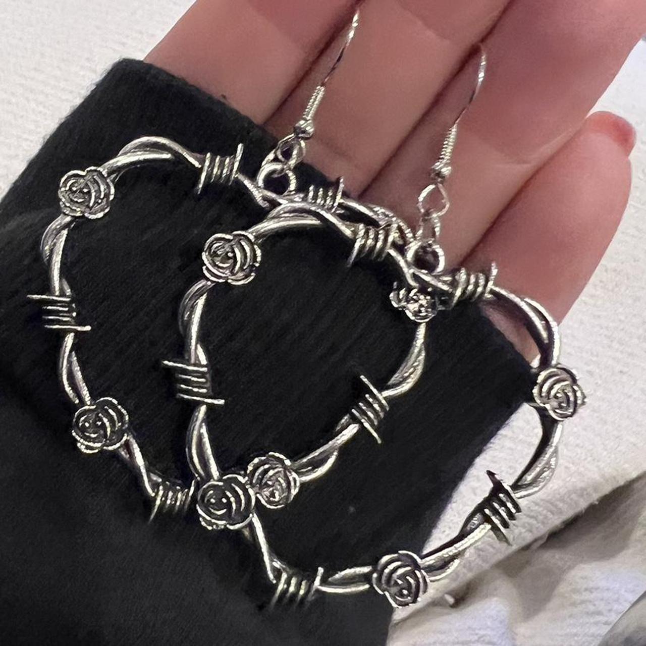 Barbed wire sale hoop earrings