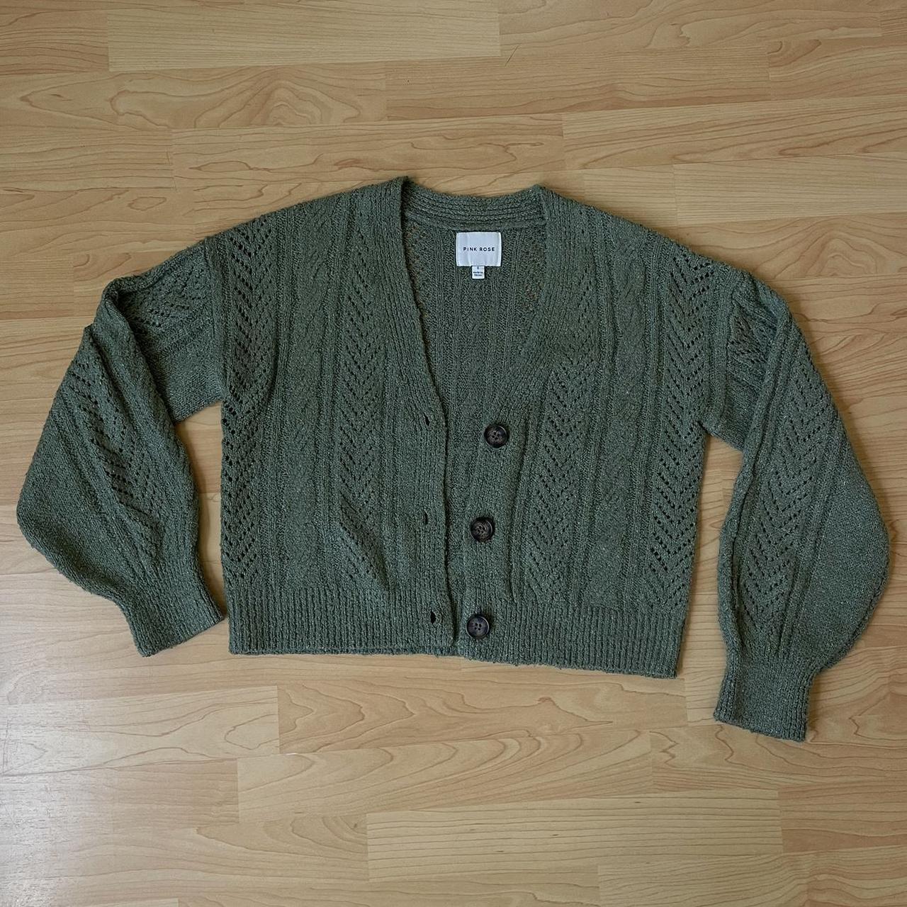 Sage green knit cardigan. Size small. Depop