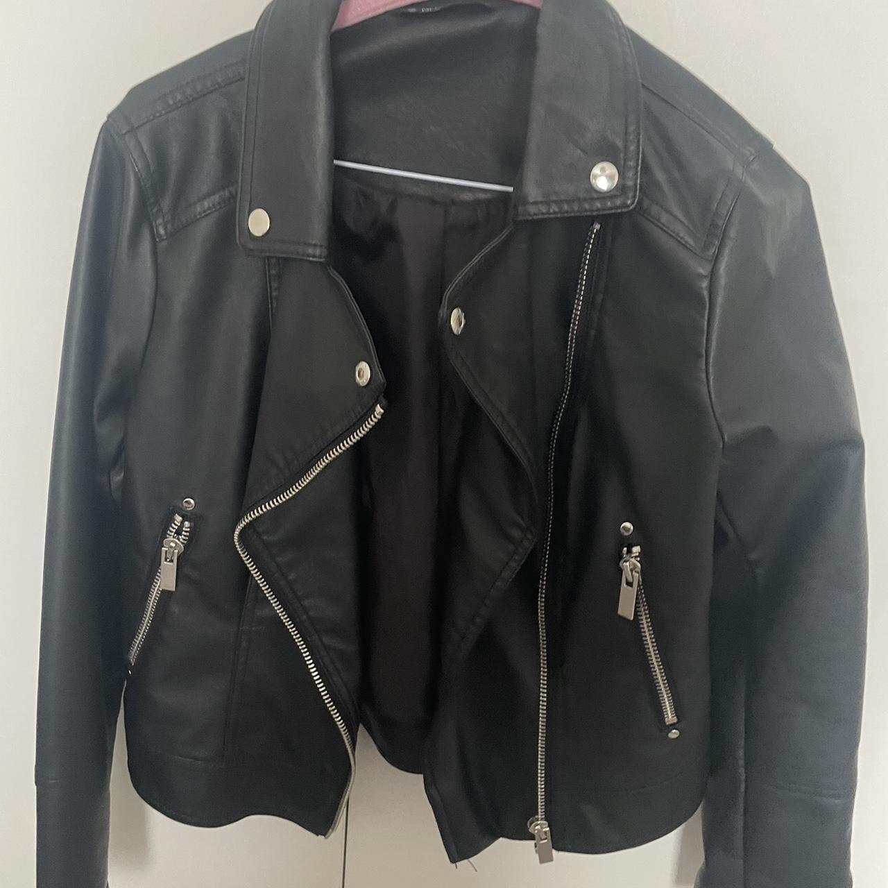 Dunnes black leather jacket Depop