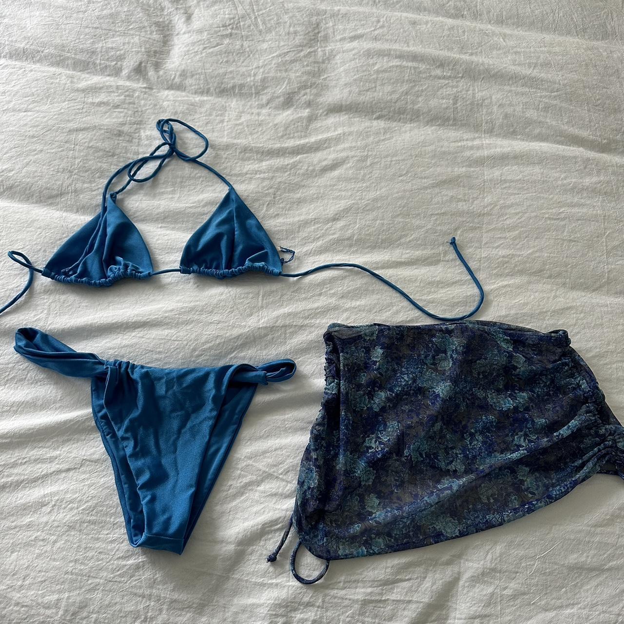 Glassons Bikini And Sarong Blue Size 6 Depop