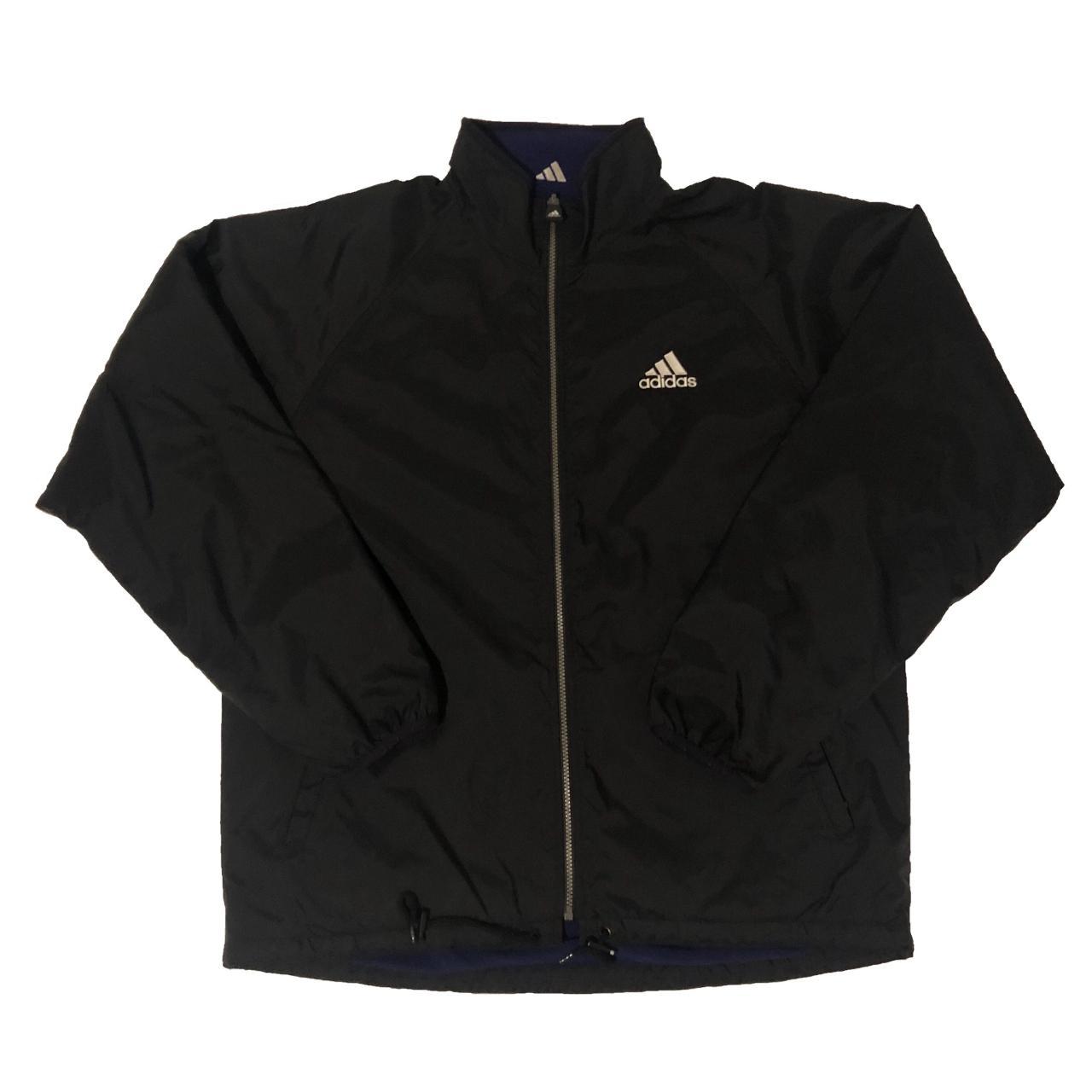 RARE Adidas Zip-Up Jacket Black/White Size... - Depop