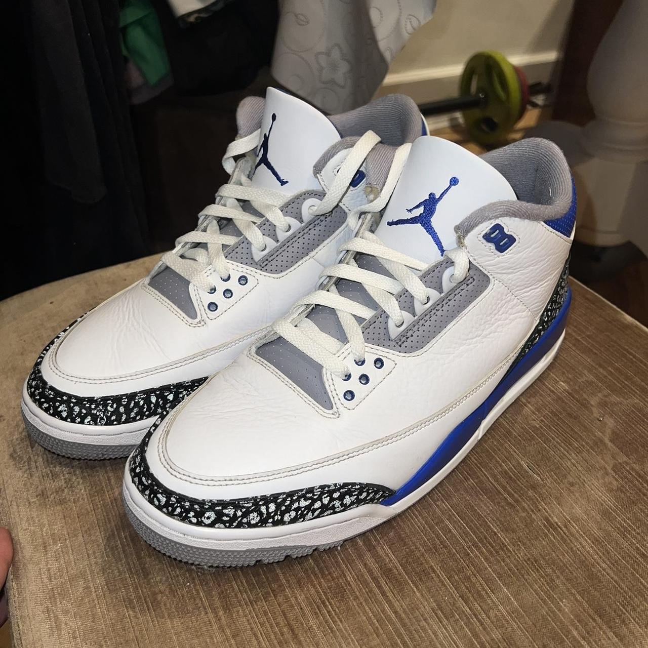 team jordans blue and white