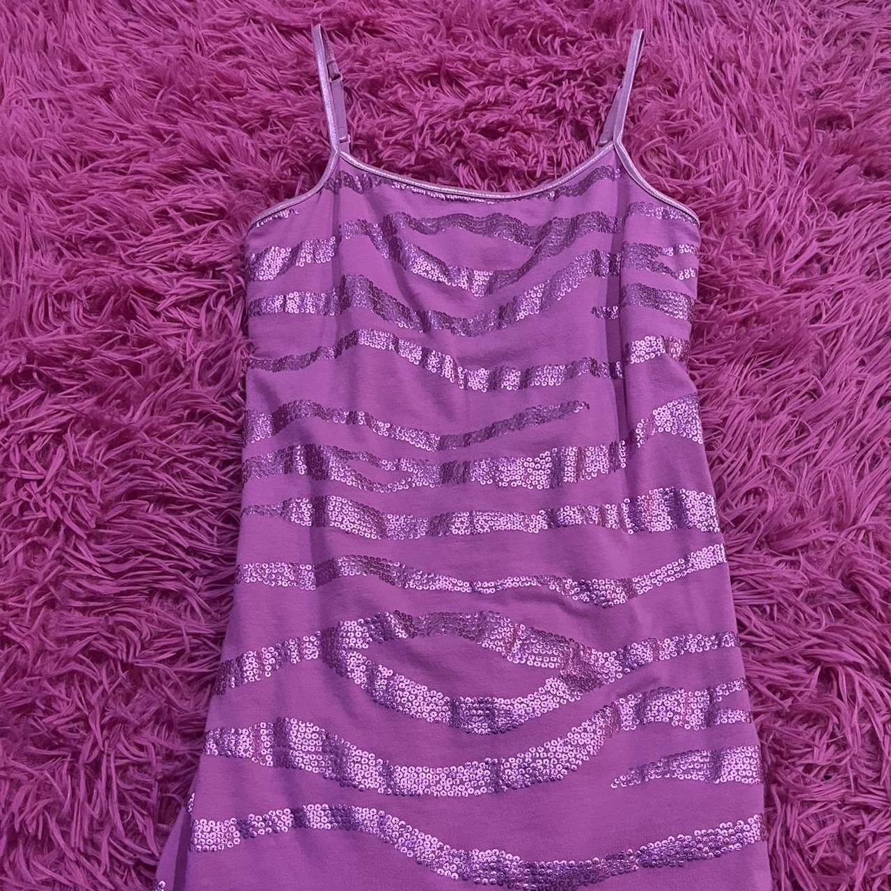 Cute Y2K pink and silver zebra print top size... - Depop