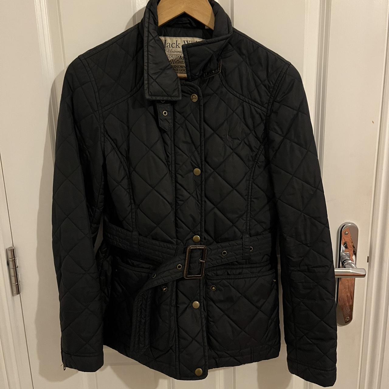 Quilted Navy Jacket - Depop