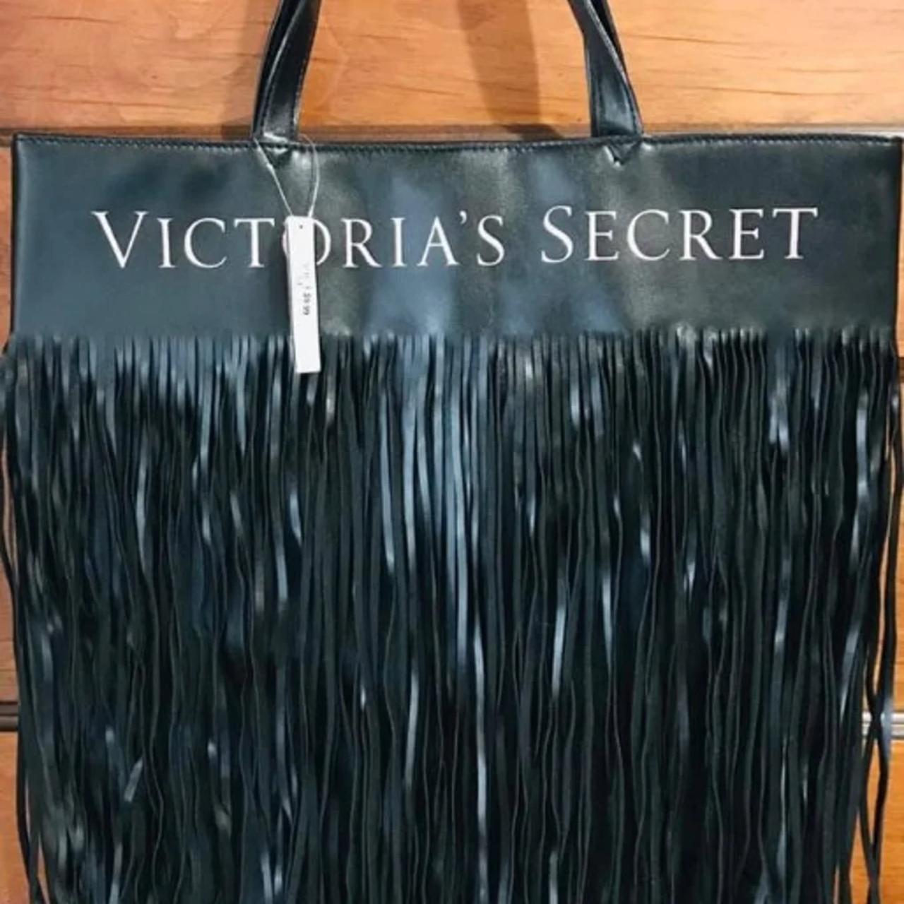 Y2K Victoria secret faux leather fringe tote - Depop