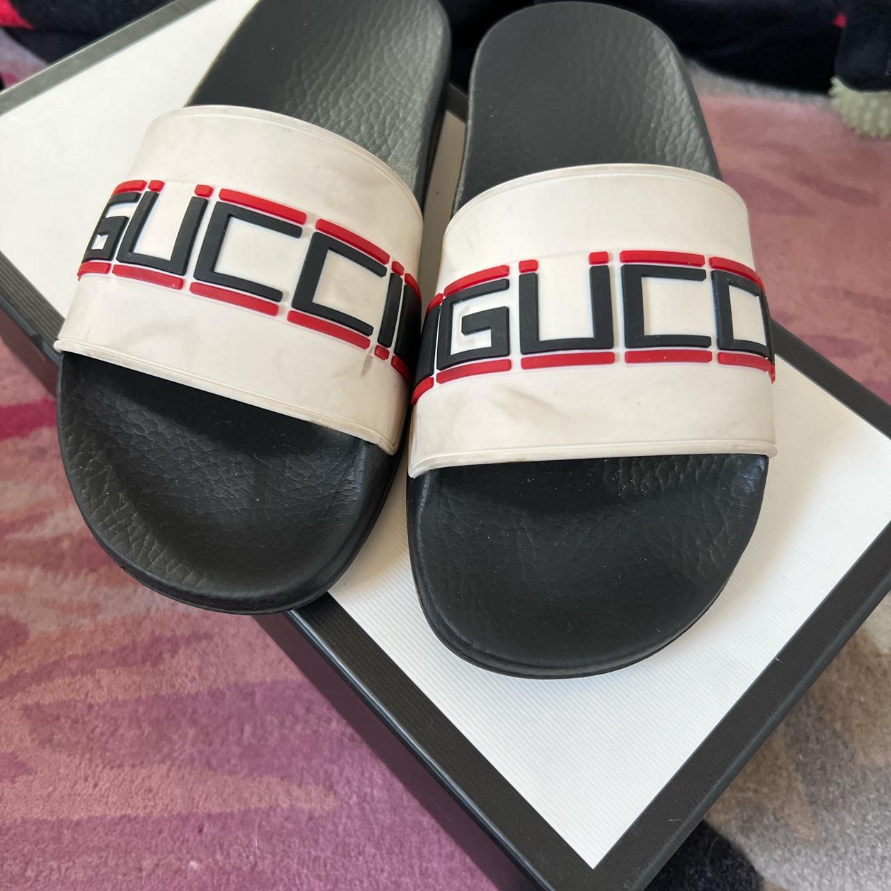 Silver gucci discount slides