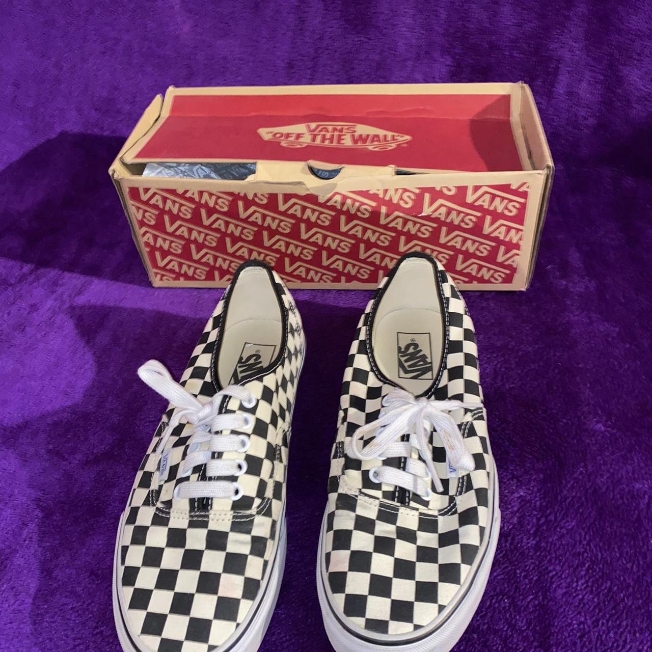 Mens White and black checkered Vans! - Depop