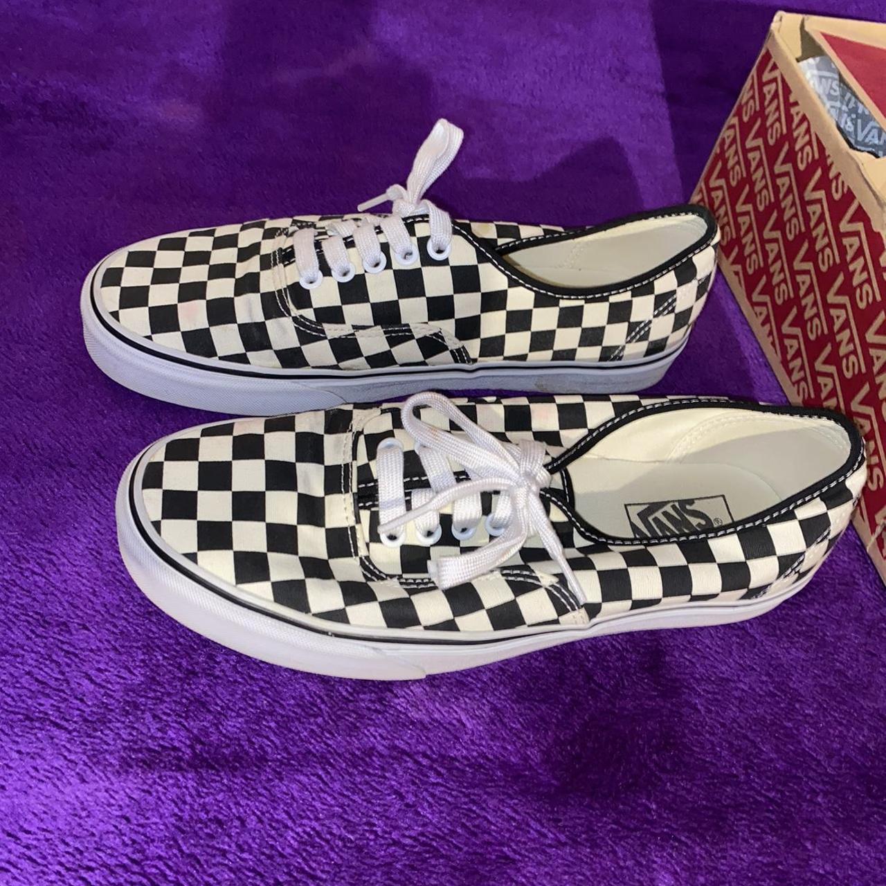 Mens White and black checkered Vans! - Depop