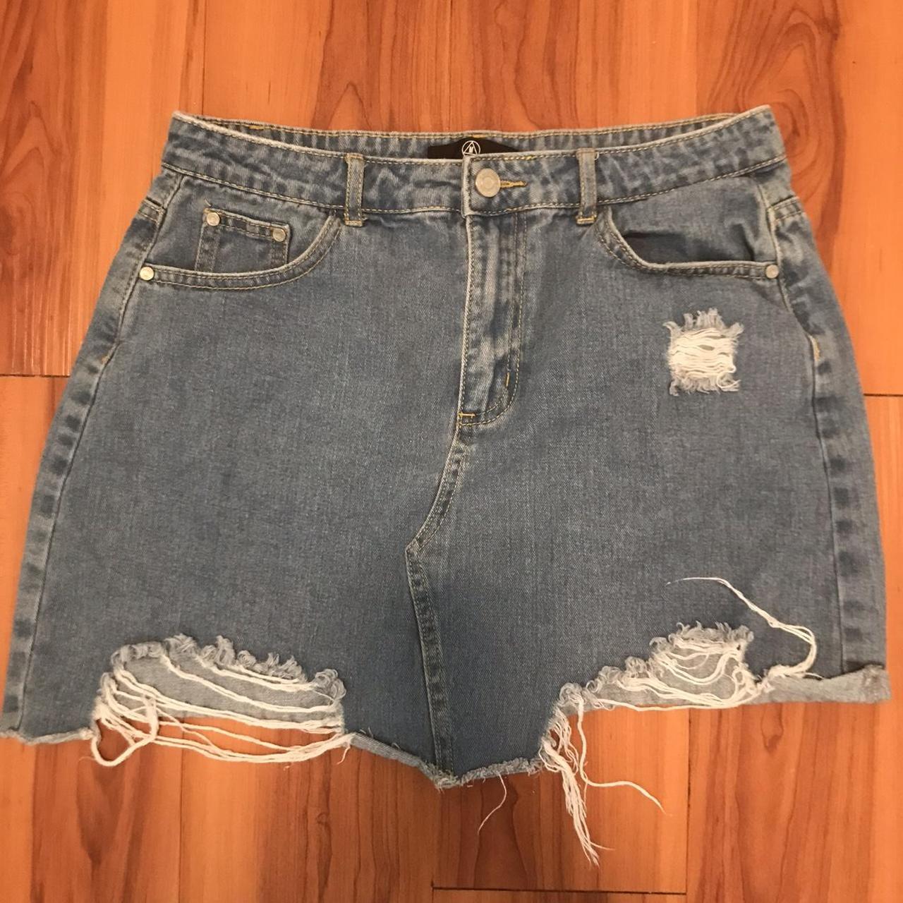 Missguided ripped denim skirt best sale