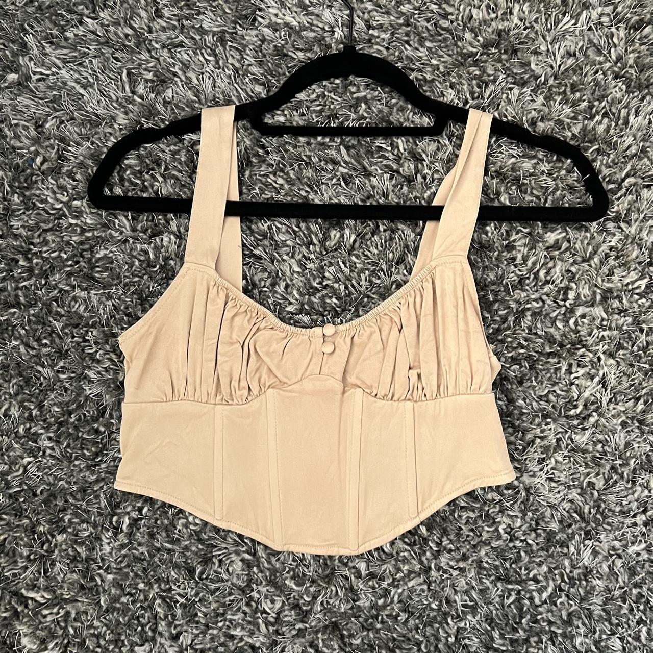 Zara nude corset top with zip back size S - Depop